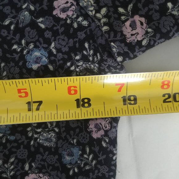 Vintage wool cotton blouse top made in Canada blue grey purple floral Sm… - Picture 15 of 15